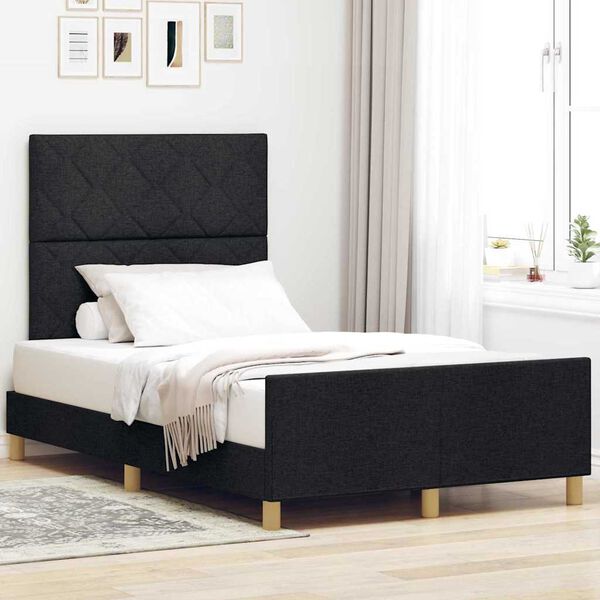 vidaXL Estructura de cama con cabecera Negro 120 x 200 cm tela
