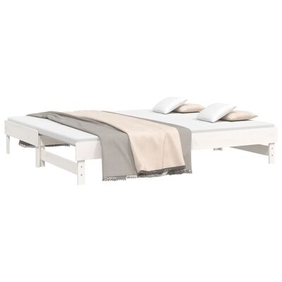 vidaXL Sofá cama extraíble madera maciza de pino blanco 2x(100x200) cm