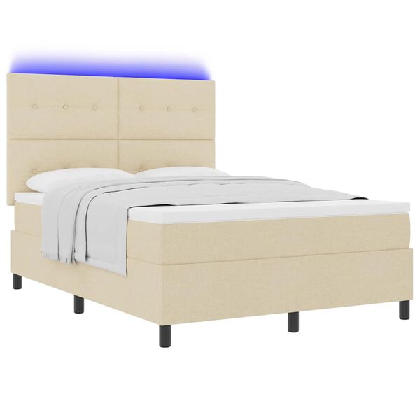 vidaXL Cama tipo Box Spring con colch&oacute;n Crema 140 x 190 cm tela