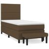 vidaXL Cama box spring con colch&oacute;n tela marr&oacute;n oscuro 90x200 cm