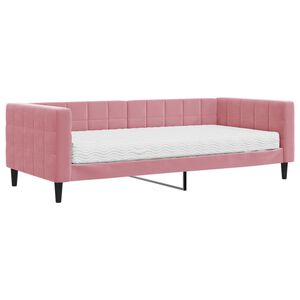 vidaXL Sof&aacute; cama con colch&oacute;n terciopelo rosa 90x200 cm