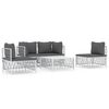 vidaXL Juego de muebles de jard&iacute;n 5 piezas y cojines acero blanco