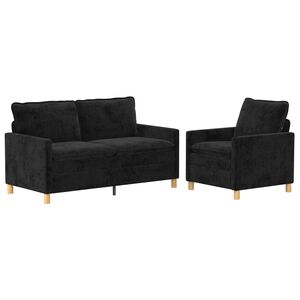 vidaXL Juego de Sof&aacute; 2 uds. Negro Poli&eacute;ster