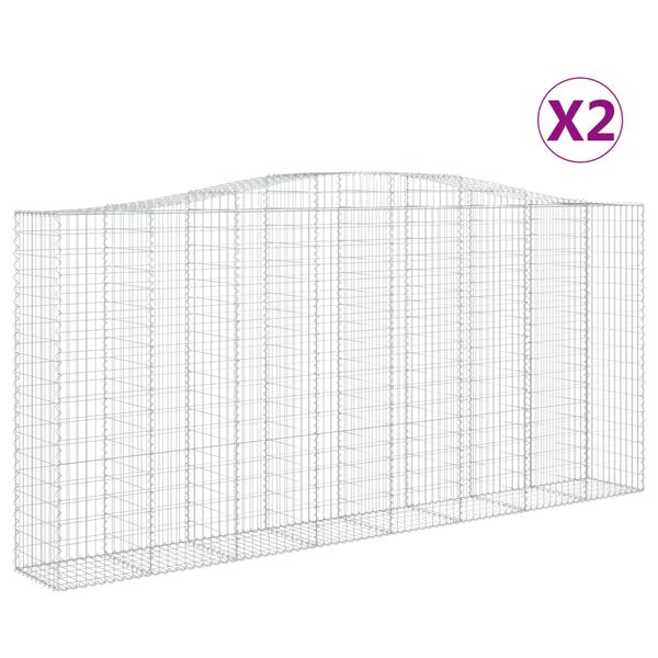 vidaXL Cestas de gaviones 2 uds forma de arco hierro 400x50x180/200 cm