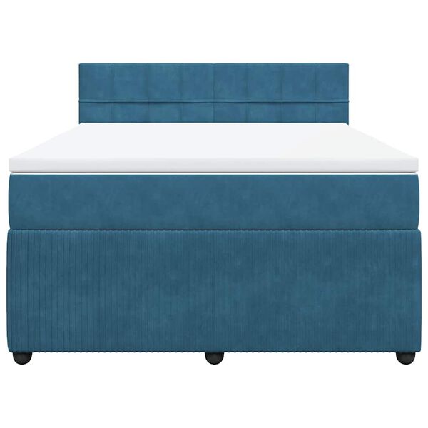 vidaXL Cama box spring con colch&oacute;n terciopelo azul 160x200 cm