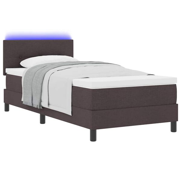 vidaXL Cama tipo Box Spring con colch&oacute;n Marr&oacute;n Oscuro 90 x 190 cm tela