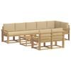 vidaXL Conjunto de sof&aacute;s de exterior 9 uds. 8 plaza y Beige Poli&eacute;ster