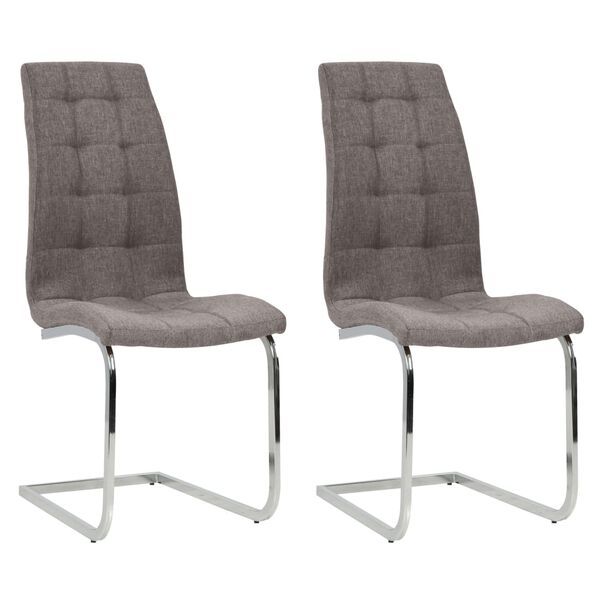 vidaXL Sillas de comedor voladizas 2 unidades tela gris taupe