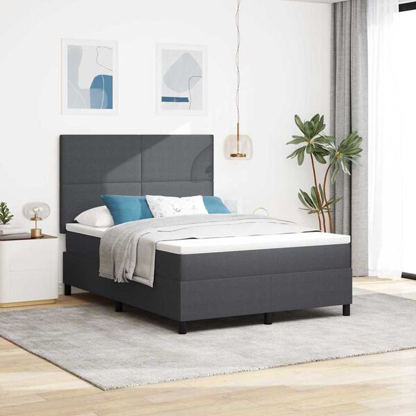 vidaXL Cama tipo Box Spring Gris oscuro y blanco 203 x 144 x 128 cm