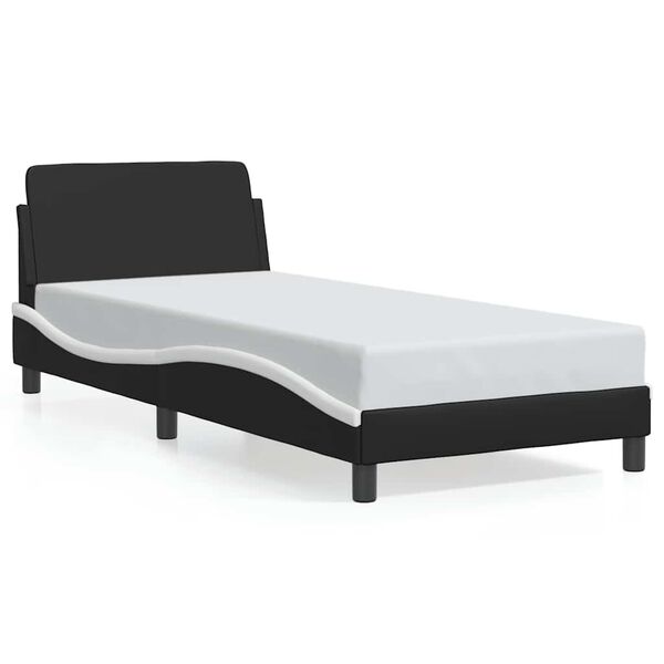 vidaXL Estructura de cama Dover cuero sint&eacute;tico negro blanco 90x190 cm