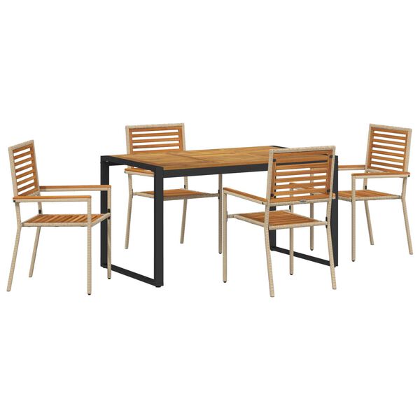 vidaXL Conjunto de Comedor de Jard&iacute;n 5 pcs Beige 140 x 80 x 75 cm