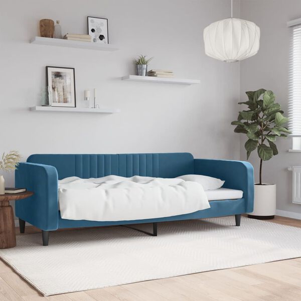 vidaXL Sof&aacute; cama sin colch&oacute;n terciopelo azul 90x200 cm