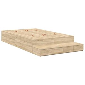 vidaXL Cama con almacenamiento con cajón Roble Sonoma 120 cm