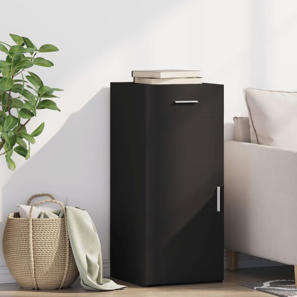 vidaXL Aparador de madera de ingenier&iacute;a negro 40x42,5x93 cm