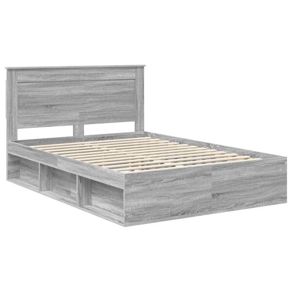 vidaXL Estructura de cama con cabecera Gris Sonoma 150 x 200 cm