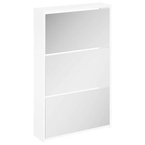vidaXL Zapatero con espejo de 3 capas blanco brillante 63x17x102,5 cm