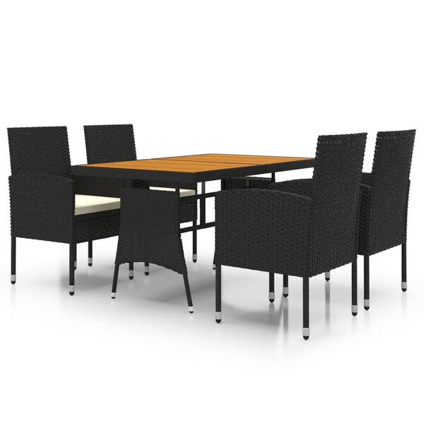 vidaXL Juego de comedor de jardín 5 piezas ratán sintético negro