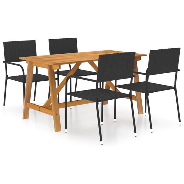 vidaXL Juego de comedor para jard&iacute;n de 5 piezas negro