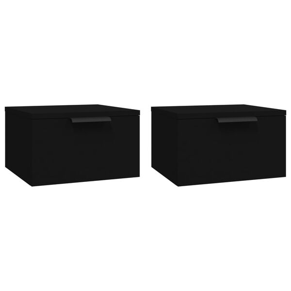 vidaXL Mesitas de noche de pared 2 uds negro 34x30x20 cm