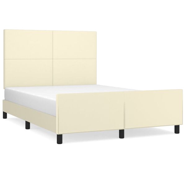 vidaXL Estructura de cama sin colch&oacute;n cuero sint&eacute;tico crema 140x200 cm