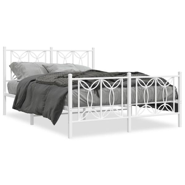 vidaXL Estructura cama sin colchón con estribo metal blanco 140x200 cm