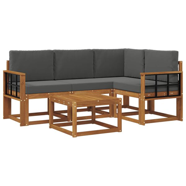 vidaXL Conjunto de sof&aacute;s de exterior 5 pcs Natural y Antracita