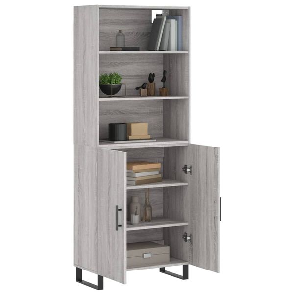vidaXL Aparador alto madera contrachapada gris sonoma 69,5x34x180 cm
