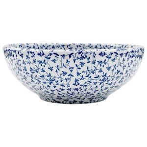 vidaXL Lavabo sobre encimera redondo cer&aacute;mica blanco y azul &Phi;41x14 cm