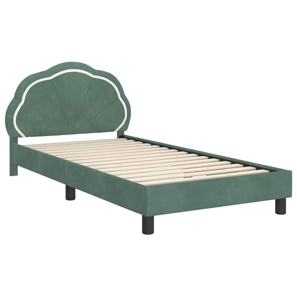 vidaXL Cama para ni&ntilde;os con cabecero Verde Mar 90 x 200 cm Terciopelo