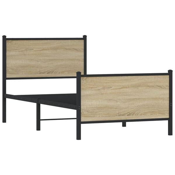 vidaXL Estructura de cama sin colchón metal roble Sonoma 75x190 cm