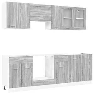 vidaXL Unidad de cocina Lyon 8 uds. Gris Sonoma Madera de ingenier&iacute;a