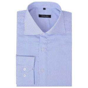 vidaXL Camisa de vestir de hombre talla S rayas blanca y azul claro