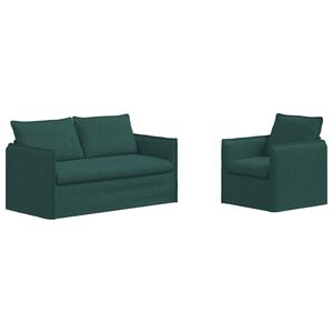 vidaXL Sof&aacute; 2 pcs Verde oscuro