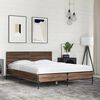 vidaXL Estructura cama madera ingenier&iacute;a metal marr&oacute;n roble 135x190 cm