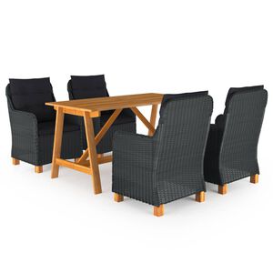 vidaXL Juego de comedor para jard&iacute;n de 5 piezas gris oscuro