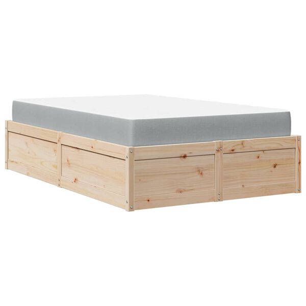 vidaXL Cama con colch&oacute;n madera maciza de pino 120x190 cm