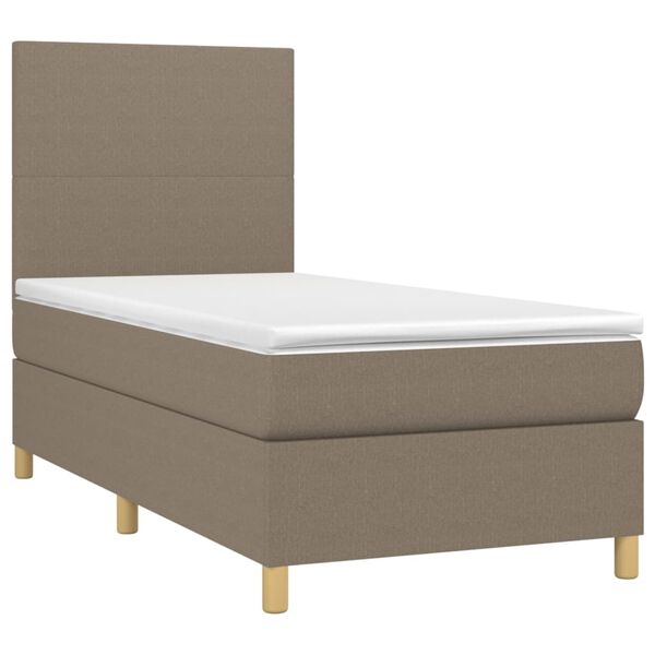 vidaXL Cama box spring con colch&oacute;n tela gris taupe 90x190 cm
