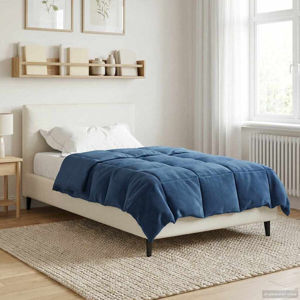 vidaXL Edred&oacute;n de Todo el A&ntilde;o Azul Oscuro 135 x 200 cm Microfibra