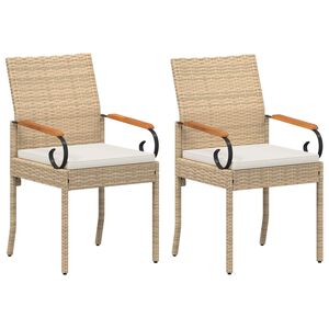 vidaXL Sillas de jard&iacute;n 2 uds. Beige y blanco crema Polirat&aacute;n y Acacia