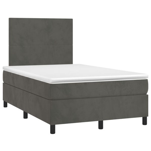 vidaXL Cama box spring con colch&oacute;n terciopelo gris oscuro 120x200 cm