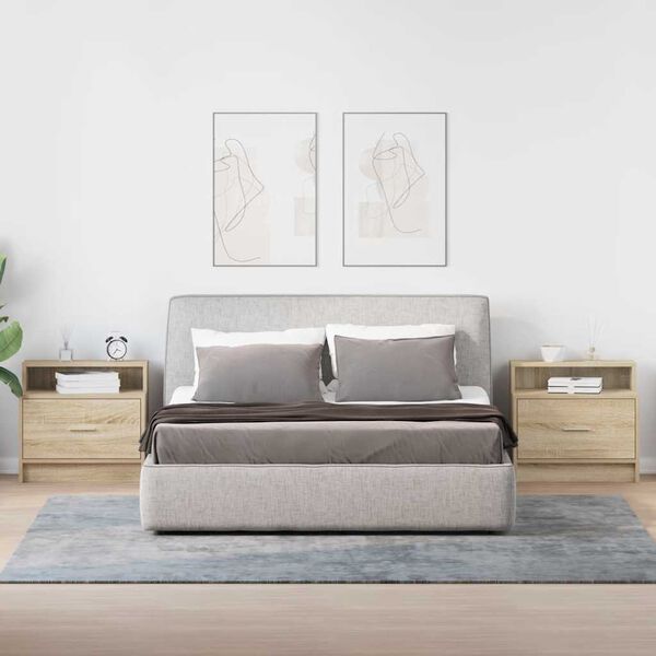 vidaXL Mesillas de noche con caj&oacute;n 2 uds roble Sonoma 51x31x47 cm