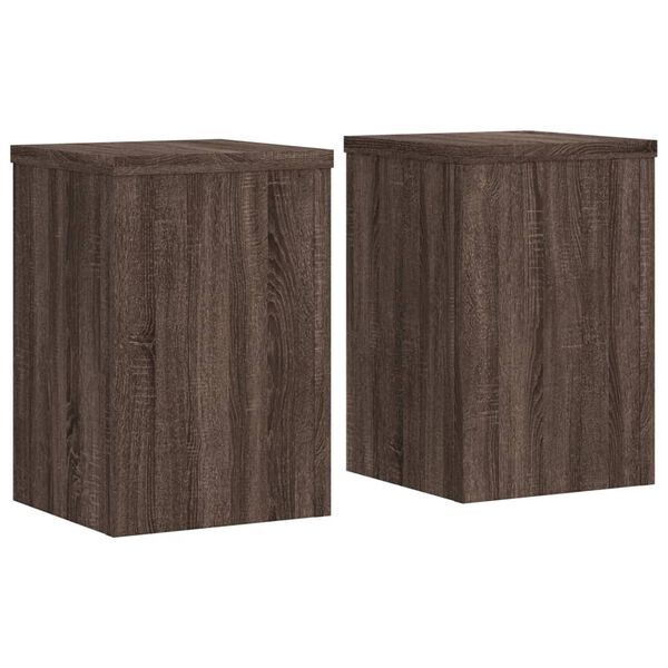 vidaXL Soportes de plantas 2 uds madera marr&oacute;n roble 25x25x35 cm
