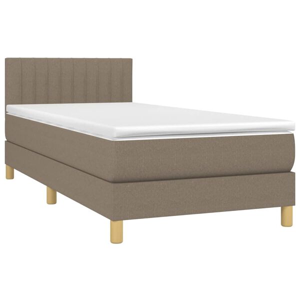 vidaXL Cama box spring con colch&oacute;n tela gris taupe 100x200 cm