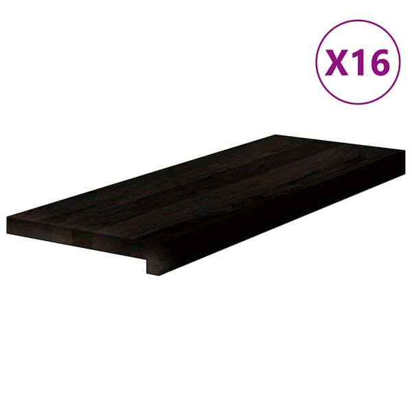 vidaXL Pelda&ntilde;os de escalera 16 uds madera maciza roble marr&oacute;n oscuro