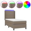 vidaXL Cama box spring colch&oacute;n y luces LED tela gris taupe 90x190 cm