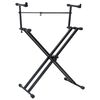 vidaXL Soporte de teclado de doble refuerzo en X negro