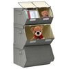 vidaXL Set de cajas de almacenaje apilables 3 uds tela gris antracita