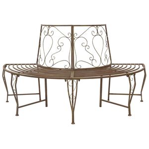 vidaXL Banco de &Aacute;rbol 4 -plazas 160 x 80 x 89 cm steel Marr&oacute;n antiguo