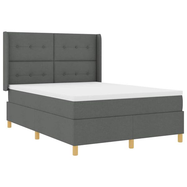 vidaXL Cama tipo Box Spring con colch&oacute;n Gris oscuro 140 x 200 cm tela