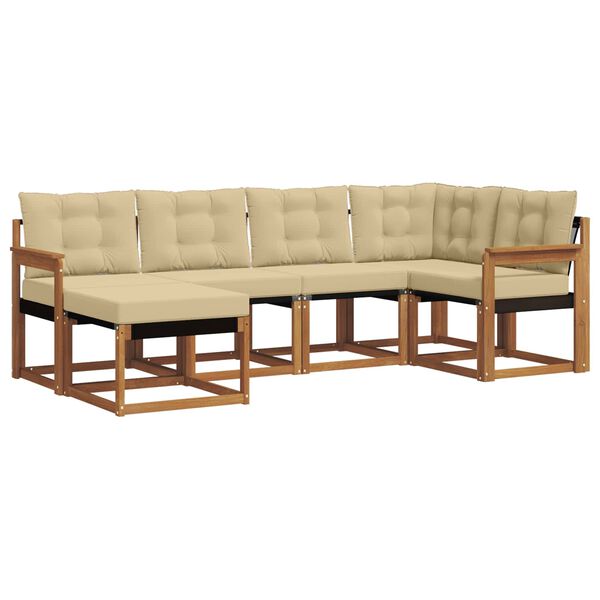 vidaXL Conjunto de sof&aacute;s de exterior con coj&iacute;n 6 pcs Natural y Beige